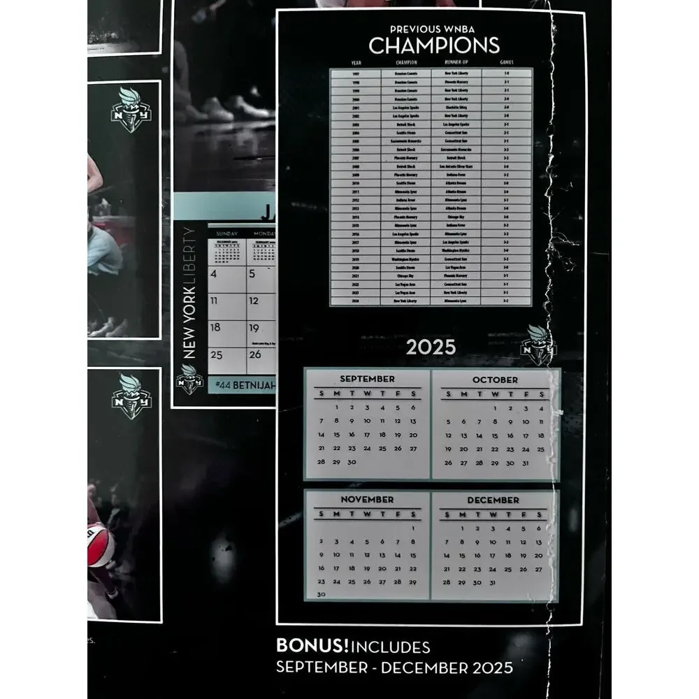 WNBA New York Liberty Basketball 2026 Wall Calendar Team Pictures Stewie Sabrina
